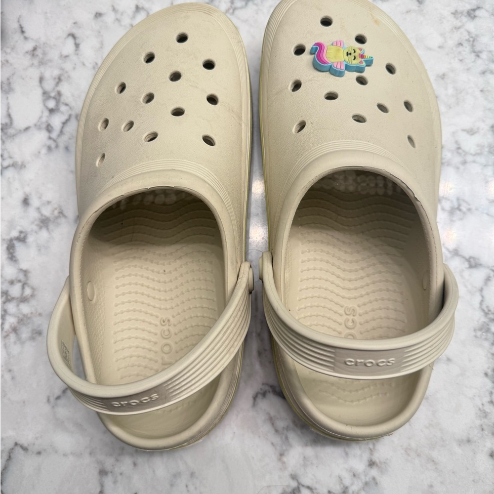 CROCS Cream Water Shoes with Fun Charm